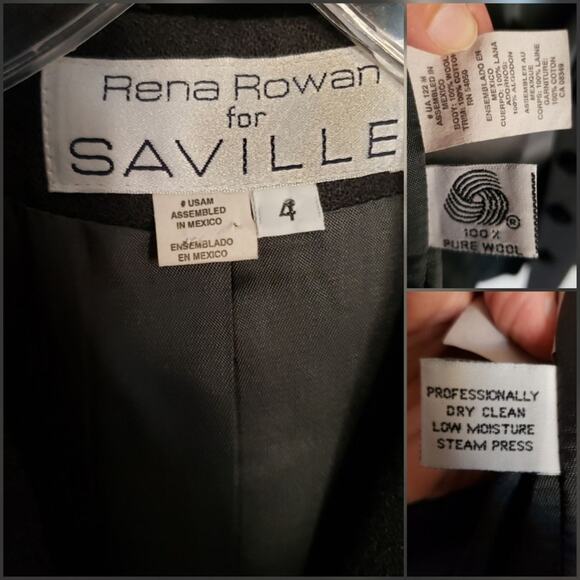 Rena Rowan Saville Wool Blazer Size 4 Velvet Collar Gray 4 Button Hour Glass - Picture 8 of 8